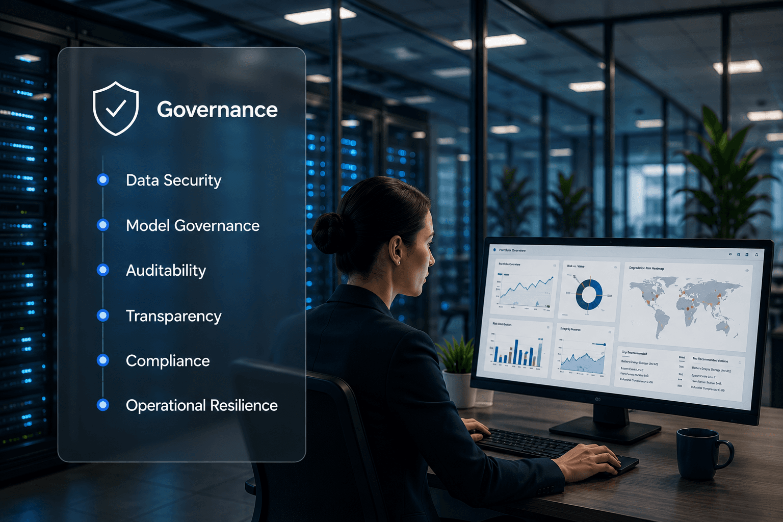 Governance and security dashboard in an enterprise infrastructure environment