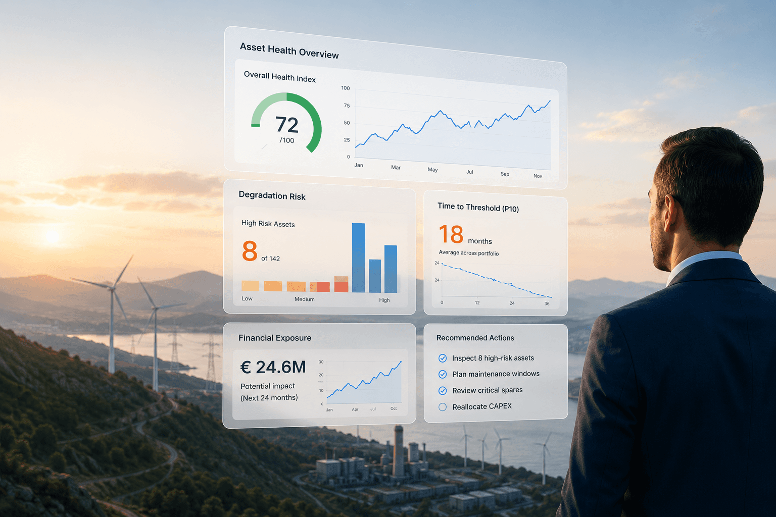 Decision-maker viewing PAD Risk asset health and degradation intelligence dashboards