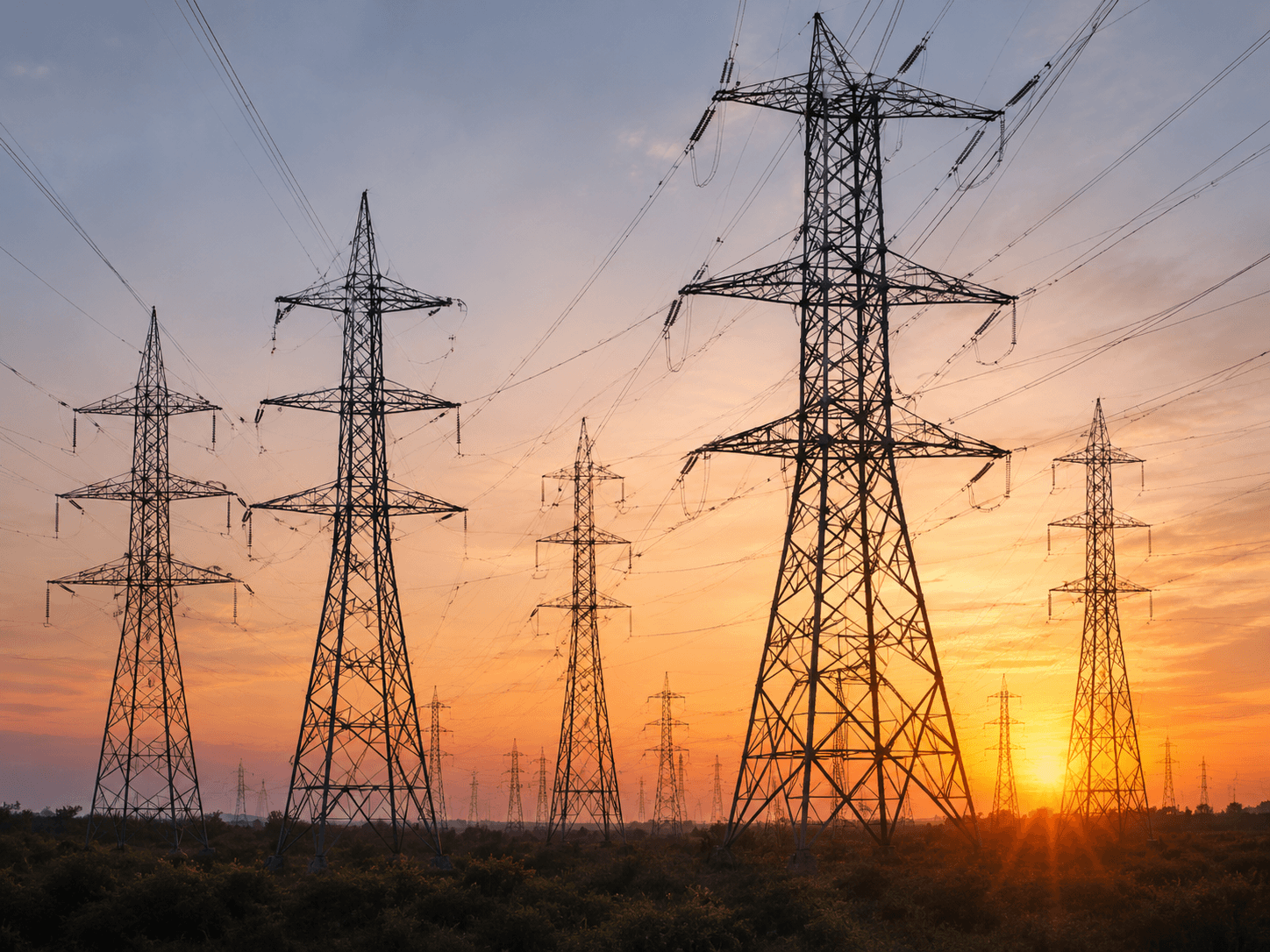 Electricity transmission towers and grid infrastructure